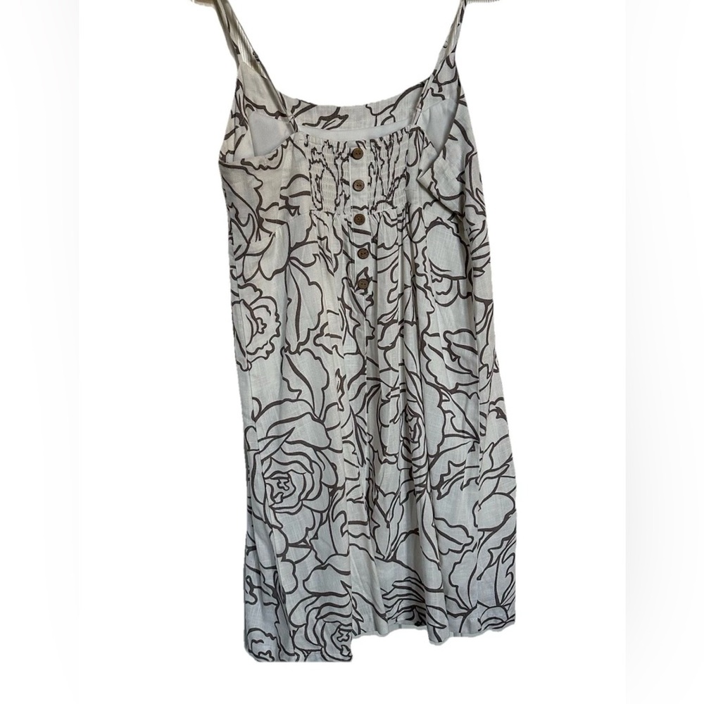 Be Cool Brown White Floral Buttoned Cami Midi Dress-Women’s L-Beach Travel Vacay